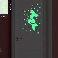 ZZOOI Mermaid Wall Stickers Luminous Decal Toilet Switch Glow in the Dark Wall Decals Peel &amp; Stick Waterpoof Vinly DIY Art Wallpaper