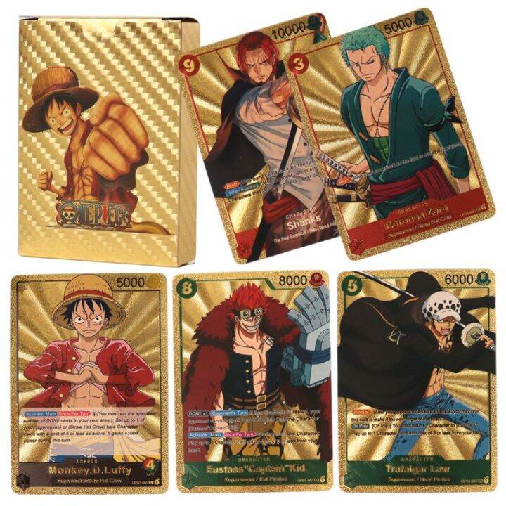 55Pcs/Box ONE PIECE Gold foil card Anime Luffy Zoro Shanks Trading ...