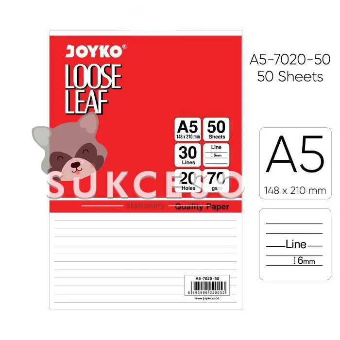 Joyko Loose Leaf A5-7020 50 Sheet/Lembar Murah Berkualitas | Lazada ...