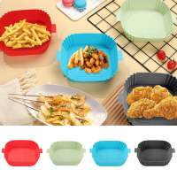 ใหม่ Square Air Fryer ซิลิโคน Liners สำหรับ Air Fryer Steamer ไมโครเวฟ,Non-Stick ทนความร้อนสูง Air Fryer หม้อ Liner สองด้านม,ซิลิโคนเกรดอาหารซับกระทะปรุงอาหารที่มีการป้องกันการรั่วซึมน้ำมันพิสูจน์อักษรทำความสะอาดง่าย