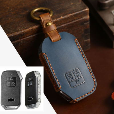 Leather Car Key Cover Case for Kia K5 Sportage R Stinger Sorento Cerato Key Fob Cover Holder for Kia Carnival 4th Generation