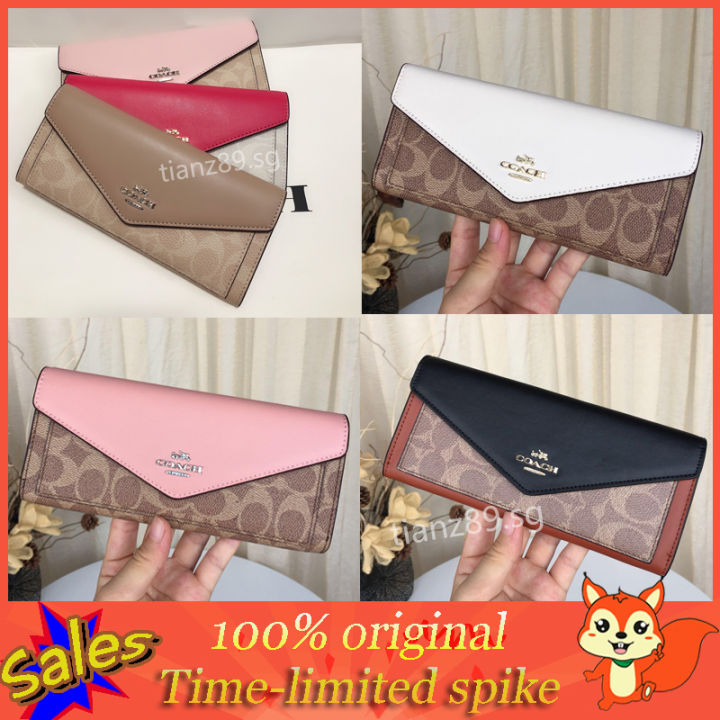 กระเป๋าสตางค์-dompet-lembut-สไตล์ฝาปิดหนังแฟชั่นใหม่กระเป๋าสตางค์ยาว31547kskuendujee-ทรงซองจดหมายหัวเข็มขัดยาวสำหรับผู้หญิง