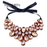 สร้อยคอจี้คริสตัลแก้วทำด้วยมือ,NK-01634 Bijoux 4สีสำหรับแฟชั่นสำหรับผู้หญิง