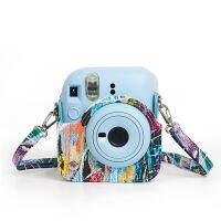 เคสกล้องหนัง PU สำหรับ Fujifilm Instax Mini 12กระเป๋ากล้องสำเร็จรูปเคสภาพวาดกราฟฟิตีสีปรับสายและกระเป๋าได้