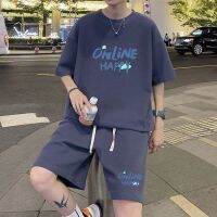 【Ready】? Waffle ns Wear A lete Set Of Shorts ns Handsome Loose Top -Pack Student Wear