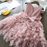 【jeansame dress】ลูกไม้ GirlsDress FluffySmash DressesChristmas พรรคเครื่องแต่งกายวันเกิดงานแต่งงานตูชุดเสื้อผ้าเด็ก