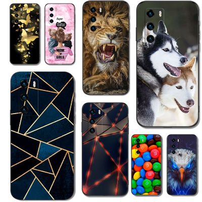 For Huawei P40 Case 6.1inch Soft Silicon Phone Back Cover For Huawei P 40 black tpu case Cat Tiger