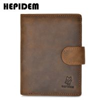 ZZOOI HEPIDEM RFID High Quality Crazy Horse Genuine Leather Slim Wallet 2020 New Front Pocket Money Dollar Bill Purse for Men 8129