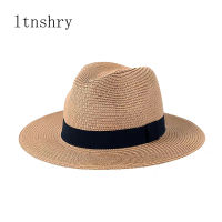 New Summer uni Ribbon sun hat casual vacation Panama Topper hat straw hat women Beach jazz men hats Foldable Chapeau