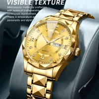 2023 New Mens Watches Top Brand Luxury Diamond Full Gold Stainless Steel Business Clock Male Waterproof Luminous Date Wristwatch