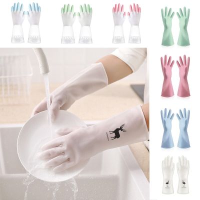 1pair Kitchen Cleaning Gloves Rubber Dish Washing Gloves For Household Scrubber Kitchen Clean Tool Safety Gloves