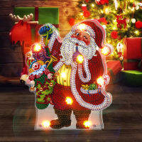 DIY Diamond Painting LED Light Christmas Tree Snowman Drawing Kit Bedside Night Light Drilling Arts Crafts Lamp Festival Xmas