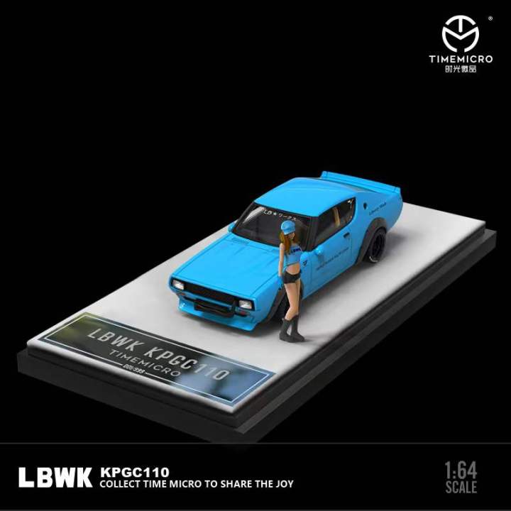 time-micro-1-64-lbwk-nissan-kpgc110-white-blue-model-car