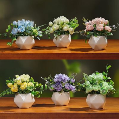 Fake Potted Plants Durable Gift Clear Texture Artificial Flower Potted Plant for Gift Plastic Flower Fake Plant