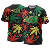 Jamaican Plant Leaves 3D Printed T-Shirt Men Street Hip Hop Short Sleeve Oversize Basketball Sports T Shirt Loose Quick Dry Top