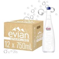 (3 ลัง=36 ขวด)Evian Sparkling Carbonated Natural Mineral 750 ml. น้ำแร่ Evian Sparkling ขนาด 750 ml. ขวดแก้ว