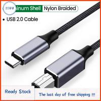 IIUU ไนลอนถักแล็ปท็อปสแกนเนอร์เครื่องพิมพ์ USB Type-C เพื่อ USB B 2.0สายเครื่องพิมพ์ความเร็วสูง