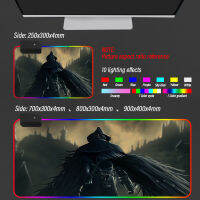 Large Bloodborne RGB Gaming Glow Mouse Pad Gamer Mousepad LED Light USB Wired Non-Slip Mause Mice Support Custom DIY Pattern