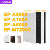 ตัวกรอง GWOOD สำหรับเครื่องฟอกอากาศ Hitachi EPF-DV1000H แผ่นกรองฝุ่น EP-A6000 EP-A7000 EP-A8000 EP-M7200C แผ่นกรอง True HEPA และตัวกรองถ่านกัมมันต์