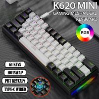 K620กลไก61คีย์ RGB Hotswap Type-C ปุ่มกด PBT  60การยศาสตร์