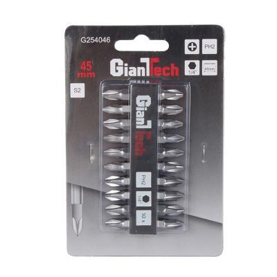 "ถูกชัวร์"ดอกไขควง GIANTTECH รุ่น G254046 ขนาด PH2 x 45 มม. (ชุด 10 ชิ้น) สีเงิน*ส่งด่วนทุกวัน*