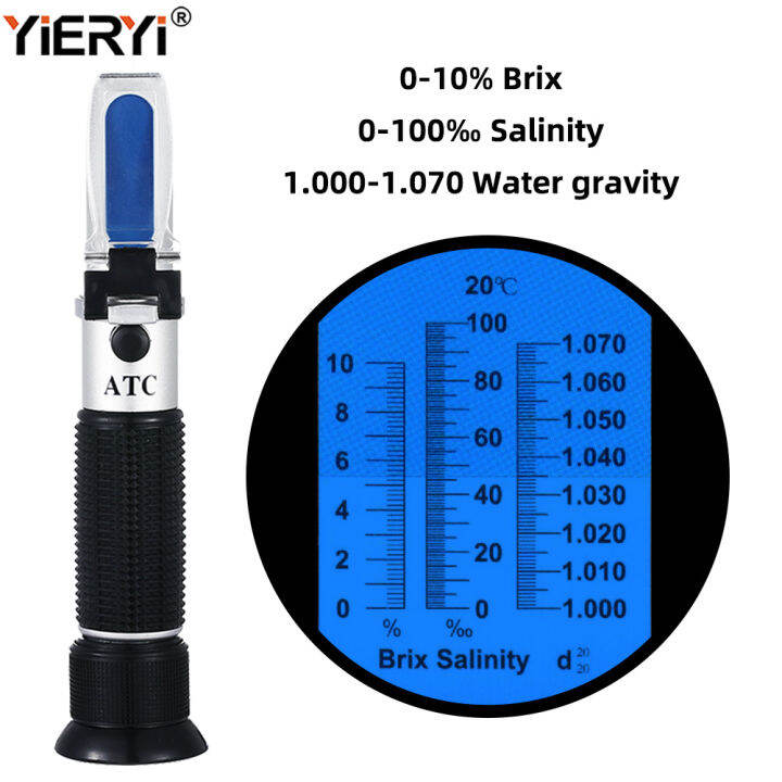 Yieryi 2 in 1 Brix & Salinity Refractometer 010brix/0100 Salinity Meter With ATC For Food