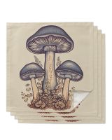 Mushrooms Leaves Table Napkins Set Dinner Handkerchief Towel Napkins Cloth for Wedding Party Banquet