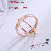 ของขวัญวันวาเลนไทน์ Cincin Rose Gold 18K สำหรับเด็กผู้หญิง Cincin Single เหล็กแหวนไทเทเนียมคู่สไตล์เกาหลี