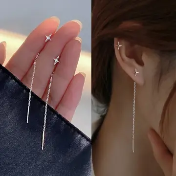 Straight long store earrings