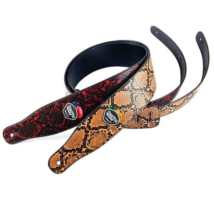 snake-pattern-high-quality-soft-leather-guitar-strap-free-guitar-picks-acoustic-electric-bass-strap-guitar-accessories