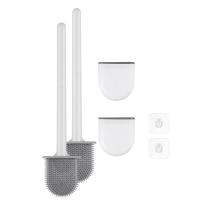 Premium Toilet Brushes &amp; Holders, 2 Pack,Wall-Mounted (Without Drilling Holes), Deep Cleaner Silicone Toilet Brush