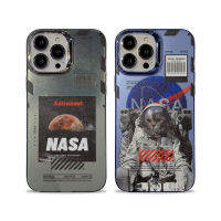 Sarung Dof สำหรับ IPhone 11 12 13 14 Pro Max เคสสุดเท่ Cat Astronaut 14 Plus ฝาหลัง NASA Tag คู่นักบินอวกาศเคสโทรศัพท์กันกระแทก