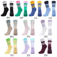 、‘】【； 1Pair Compression Socks Yoga Combed Cotton Stripe Sports Socks Anti-Slip Skateboard Socks