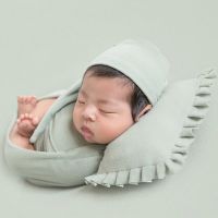 ❤❤ 3PcsSet Newborn Photography Prop Infant Sleepy Cap+Wrap+Pillow Set