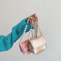 Mini Bag Women Summer New Style Fashion Pearl Chain Small Square Gradient Color All-Match One-Shoulder Messenger 【AUG】