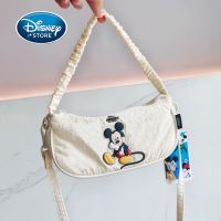 Disney Mickey Underarm Bag Women Cartoon Shoulder Bag Girls Canvas Zipper Mini Messenger Mobile Phone Bag Birthday Gifts
