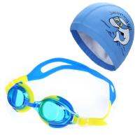 Children Kids Waterproof Swim Goggles Glasses Eyewear with Box Swimming Pool Water Sports Cartoon Dolphin PU Fabric Caps Hat New