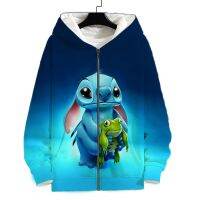 อะนิเมะ Hoodies การ์ตูนสำหรับผู้ชาย Lilo Stitch ดิสนีย์พิมพ์ลาย3D แจ็คเก็ตขนาดใหญ่ผู้หญิงสเว็ตเชิ้ตแบบมีซิปผู้ชายแนวสตรีทฤดูใบไม้ผลิ