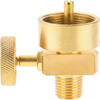 Brass Propane Gas Disposal Cylinder Bottle Adapter Valve +1/4 Inch NPT Male &amp; M8X1 Female Thread Fire Pit Stove BBQ