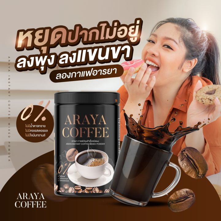 พร้อมส่งของแท้-ส่งฟรี-ไม่ต้องรอ-cod-กาแฟถัง-ของแท้-araya-coffee-กาแฟอารยา-สูตรคุมอาหาร-ลดหิว-กาแฟคุมหิว