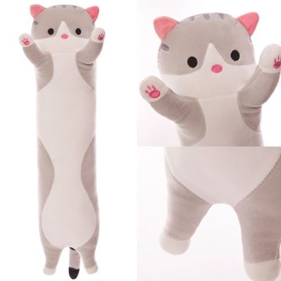 50cm Long Cute Creative Cat Plush Pillow Toy Soft Stuffed Pillow Doll Cushion Sleeping Kitten Pillow Sleeping Hug Lazy Gift