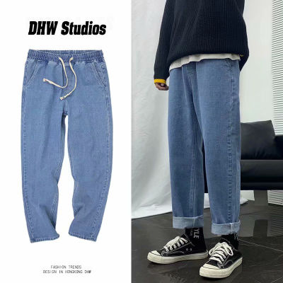 2021Baggy Men Jeans Brand Pants Young Boys Casual Elastic Waist Pants Mouth Wide Leg Long Retro Streetwear Hip Hop Dropshipping