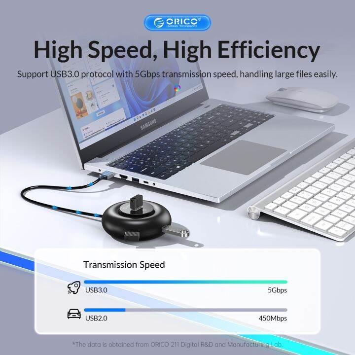 orico-rgb-usb-c-hub-4พอร์ต3-0-5gbps-ตัวแยก-usb-ที่พ้วง-usb-กับ-type-c-power-slim-อะแดปเตอร์-otg-สำหรับ-pc-macbook-pro-lenovo-hdd-feona