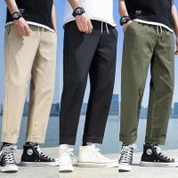 COD ✷ The Nonexistent Shop32dsgd0 S-8xl Cotton Large Size Elastic Waist Black Pants Korean Work Pants Boys Wide Pants Mens Casual Pants Mens Straight Pants Overalls Mens Casual Pants