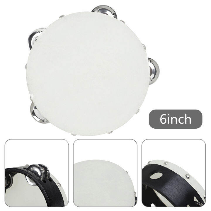 2pcs-double-row-tambourine-พร้อมเชือกไม้-entertainment-tambour-grip-ability-with-handle-round-hole-orff-musical-instruments