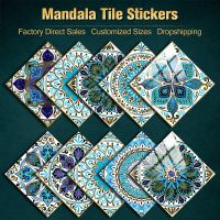 【LZ】✽  10pcs/set Mandala Crystal Hard Film Tiles Wall Stickers Kitchen Bathroom Wardrobe Decoration Art Mural Waterproof PVC Wall Decal