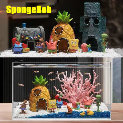 ลอย SpongeBob SquarePants พิพิธภัณฑ์สัตว์น้ำเครื่องประดับปะการังหอยสังข์ฟักทองมังกรเรือดำน้ำตู้ปลาภูมิ