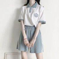 COD IOED95 College style JK Uniform suit polo collar female T-shirt s学院风jk制服套装polo领女T恤 短裤休闲宽松学生风软妹可爱棉短袖5.286.11