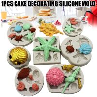 3D Shell Starfish Fondant Cake Mold Silicone Mold Set Mermaid Tail Sea Animal Cake Decorating Tools DIY Craft Fondant Molds Bread  Cake Cookie Accesso