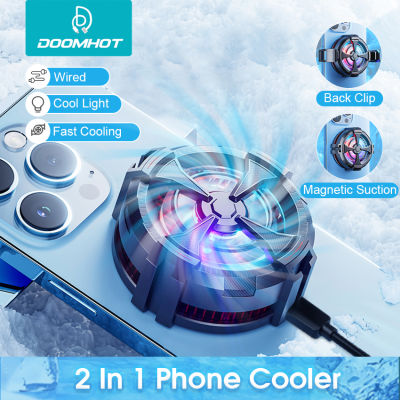 DoomHot 2 In 1 Phone Cooler Mobile Phone Radiator Semiconductor Fast Cooling And Heat Dissipation Live Streaming Mobile Game Phone Heat Sink Mobile Phone Cooler RGB Lighting Radiator